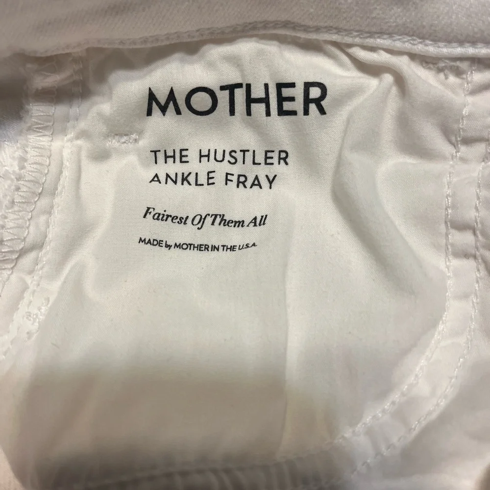 MOTHER Hustler Ankle Fray White Straight Leg Jeans Size 28 - Picture 6 of 14